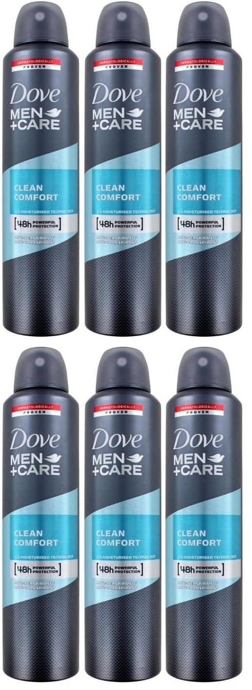 6 x Dove Men + Care Clean Comfort 48H Anti-Perspirant Deodorant