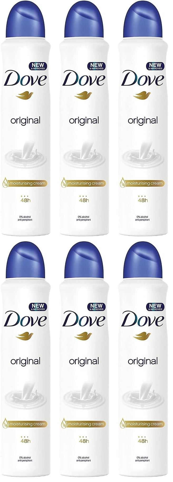 6 x Dove Original Anti-Perspirant Deodorant Aerosol 200Ml