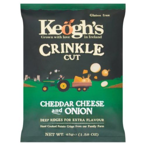 24 x Keogh's Crinkle Cut Cheddar Cheese And Onion 45G