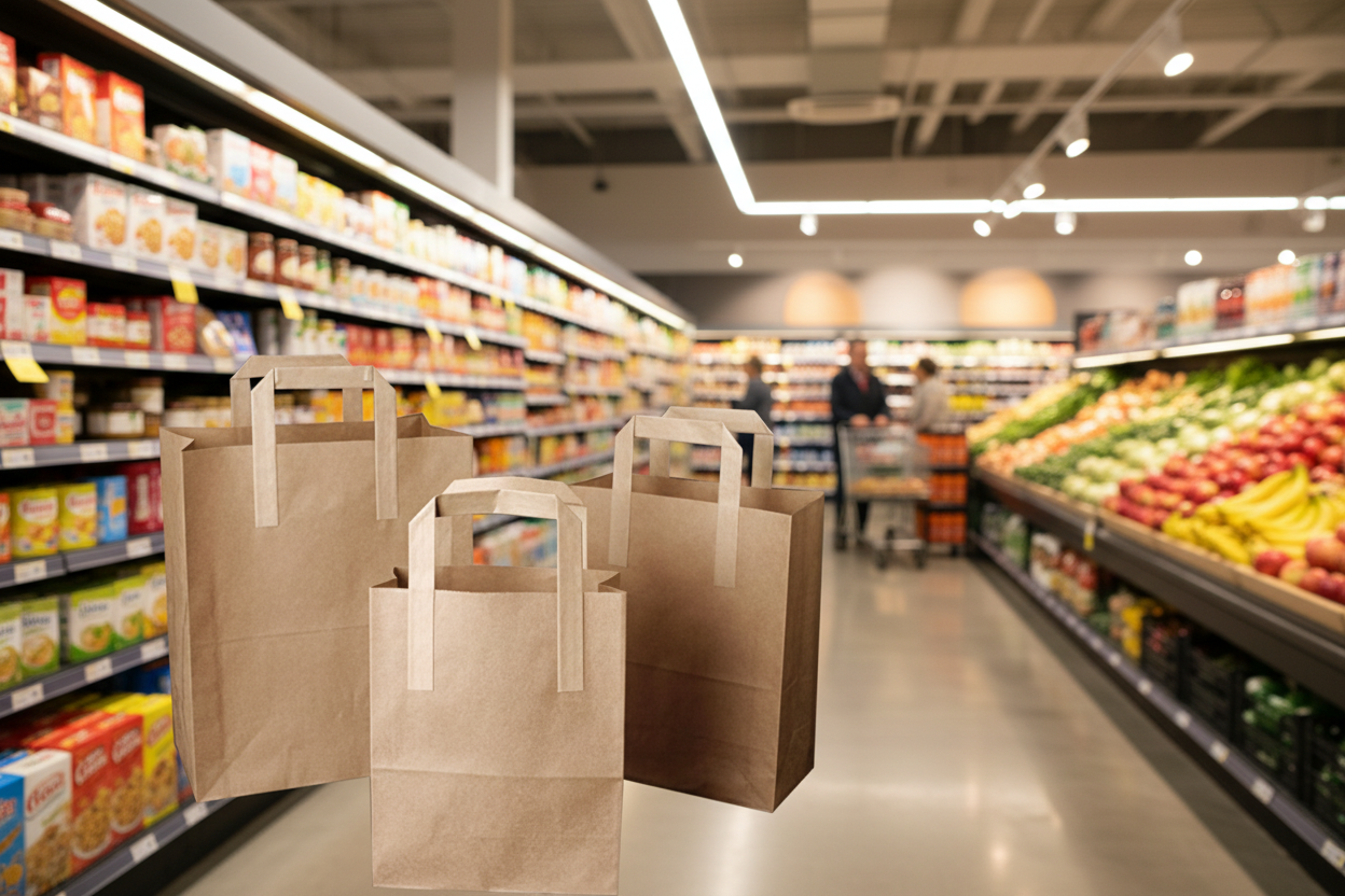 Kraft Bag Brown Medium With Handles 8.5X13X10 -250Pk