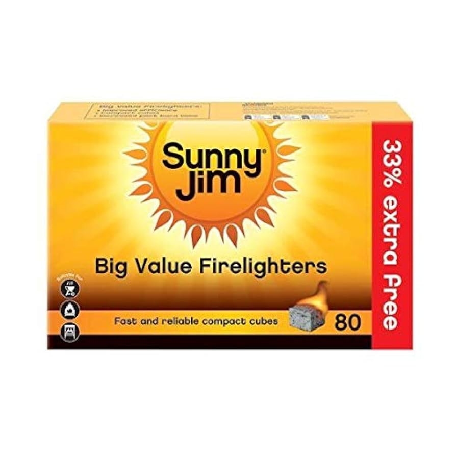 12 x Sunny Jim Firelighters 80/60 Pack - 80 PACK