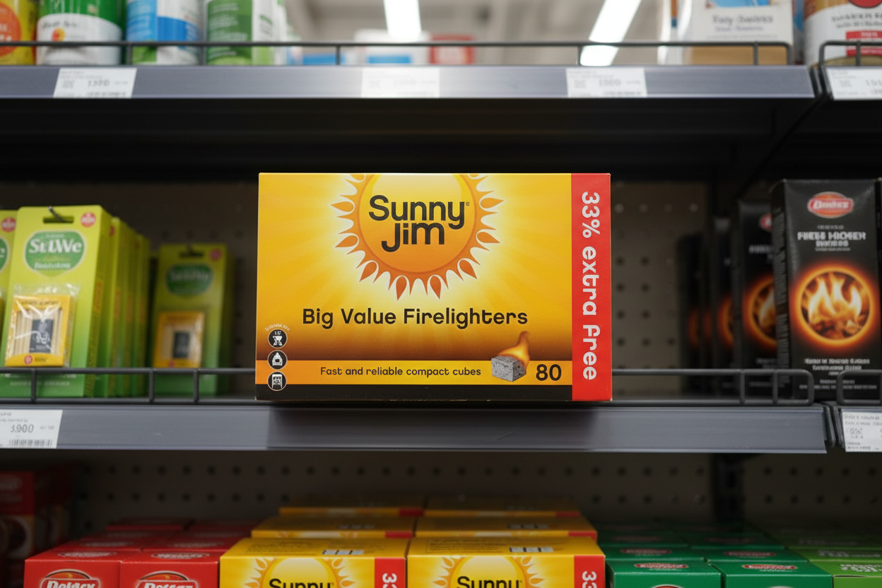 12 x Sunny Jim Firelighters 80/60 Pack - 80 PACK