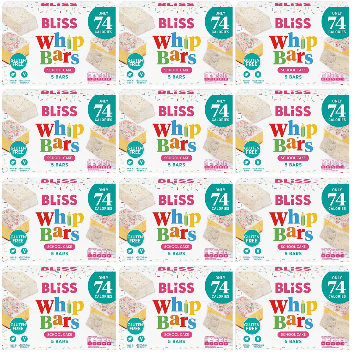 12 X Bliss School Cake Whip Bars 5Pk - 5 X 20G