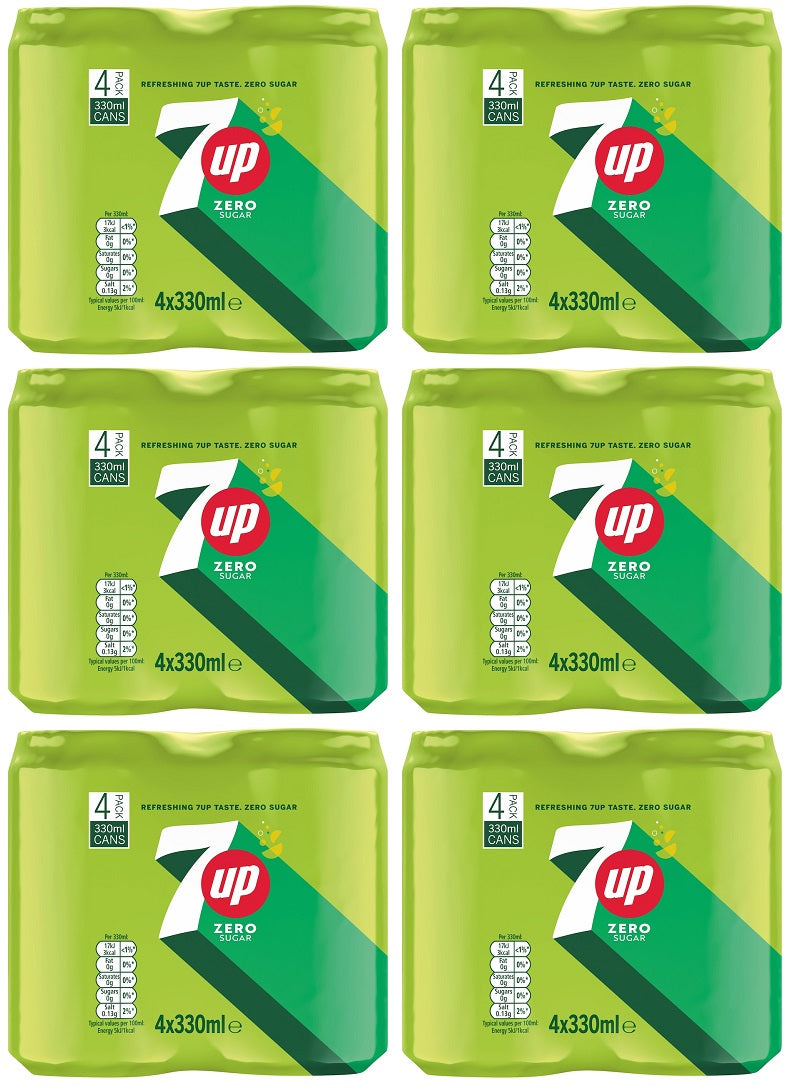 6 x 7Up Zero Sugar Can 4 X 330Ml