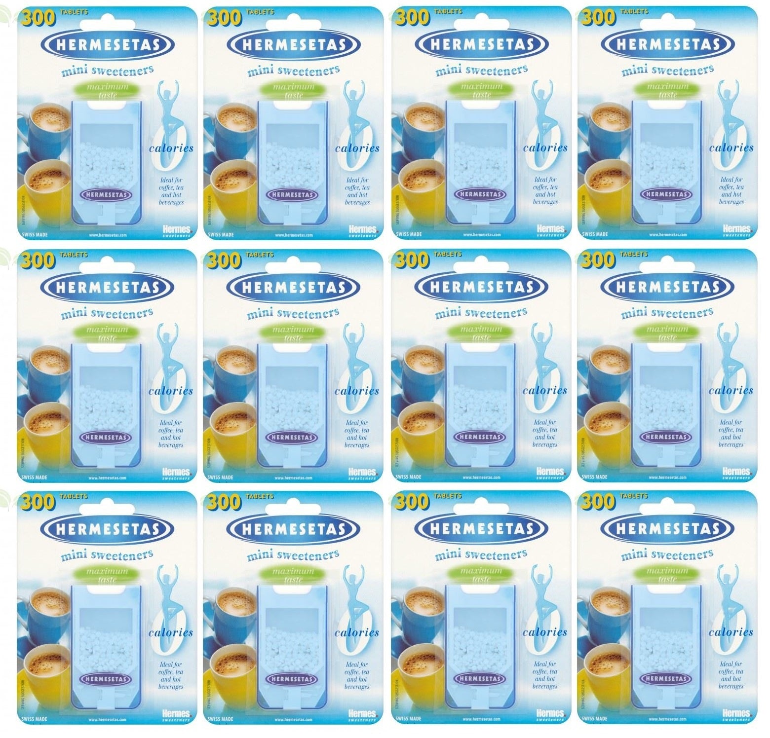 12 x Hermesetas Mini Sweeteners 300 Tablets 4.5G