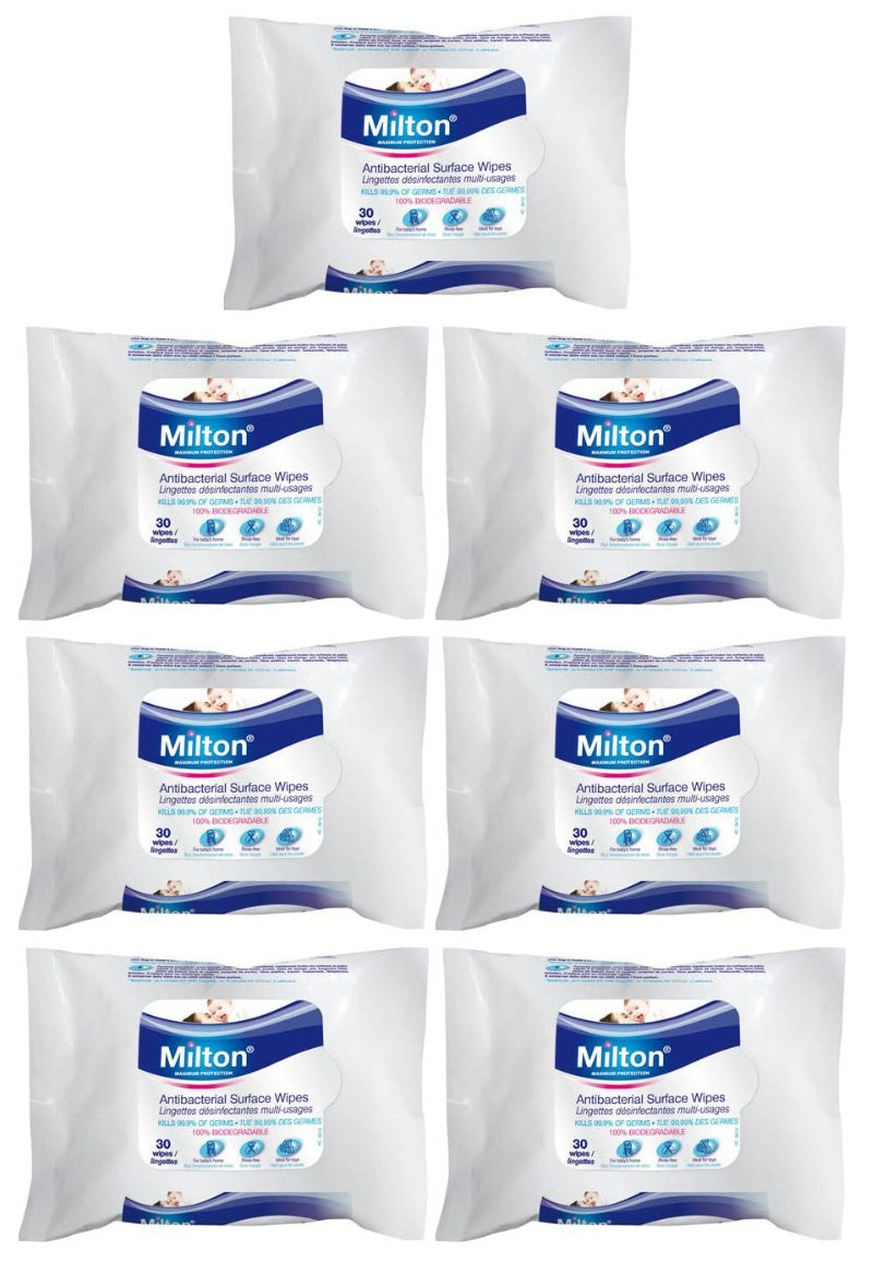 7 x Milton 30 Antibacterial Surface Wipes