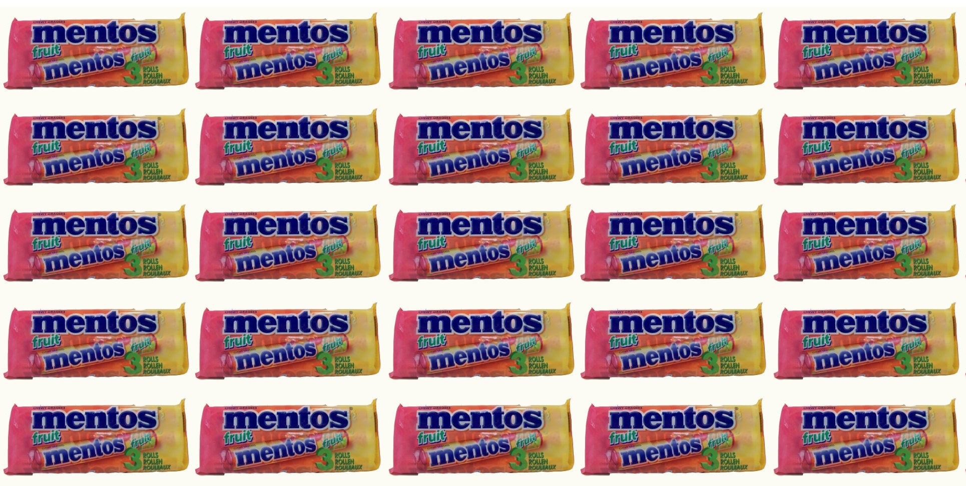 25 x Mentos Chewy Dragees Fruit 3 X 38G
