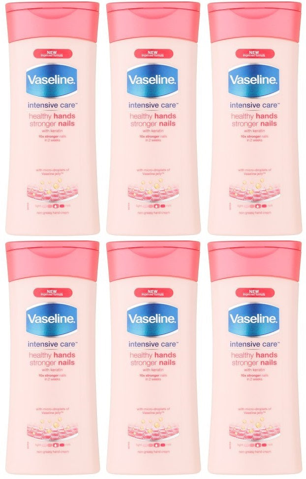 6 x Vaseline Healthy Hands Stronger Nails Hand Cream 200 Ml