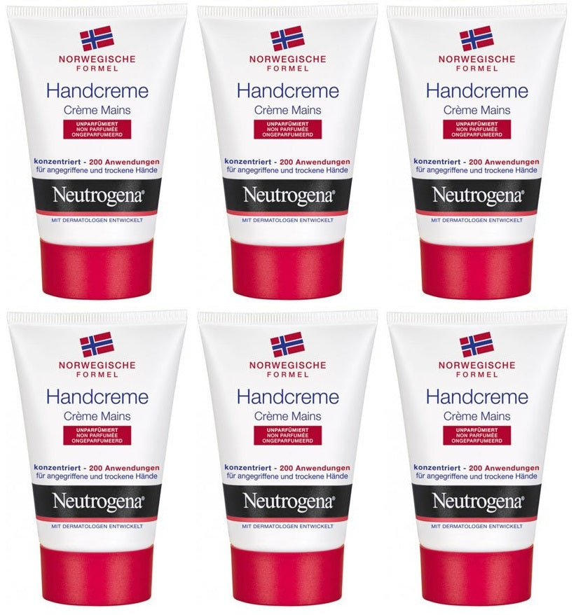 6 x Neutrogena Norwegian Formula Concentrated Unscented Hand Cream 50Ml