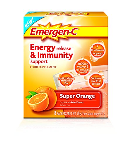 6 x Emergen-C Energy Release & Immunity Support Food Supplement Super Orange 8 Sachets 79G