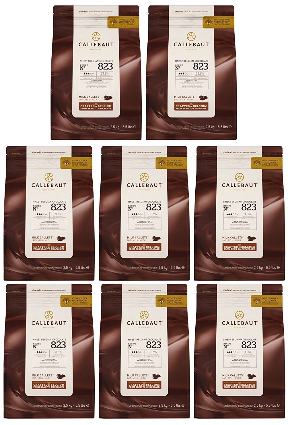 8 x Callebaut Finest Belgian Chocolate Milk Callets 2.5Kg