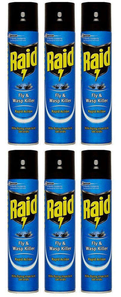 6 x Raid Rapid Action Fly & Wasp Insect Killer 300Ml