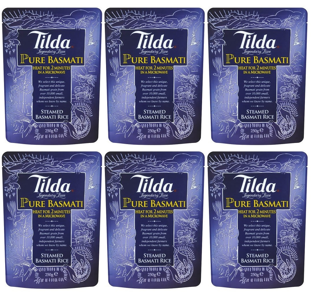 6 x Tilda Pure Microwave Basmati Rice Classics 250G