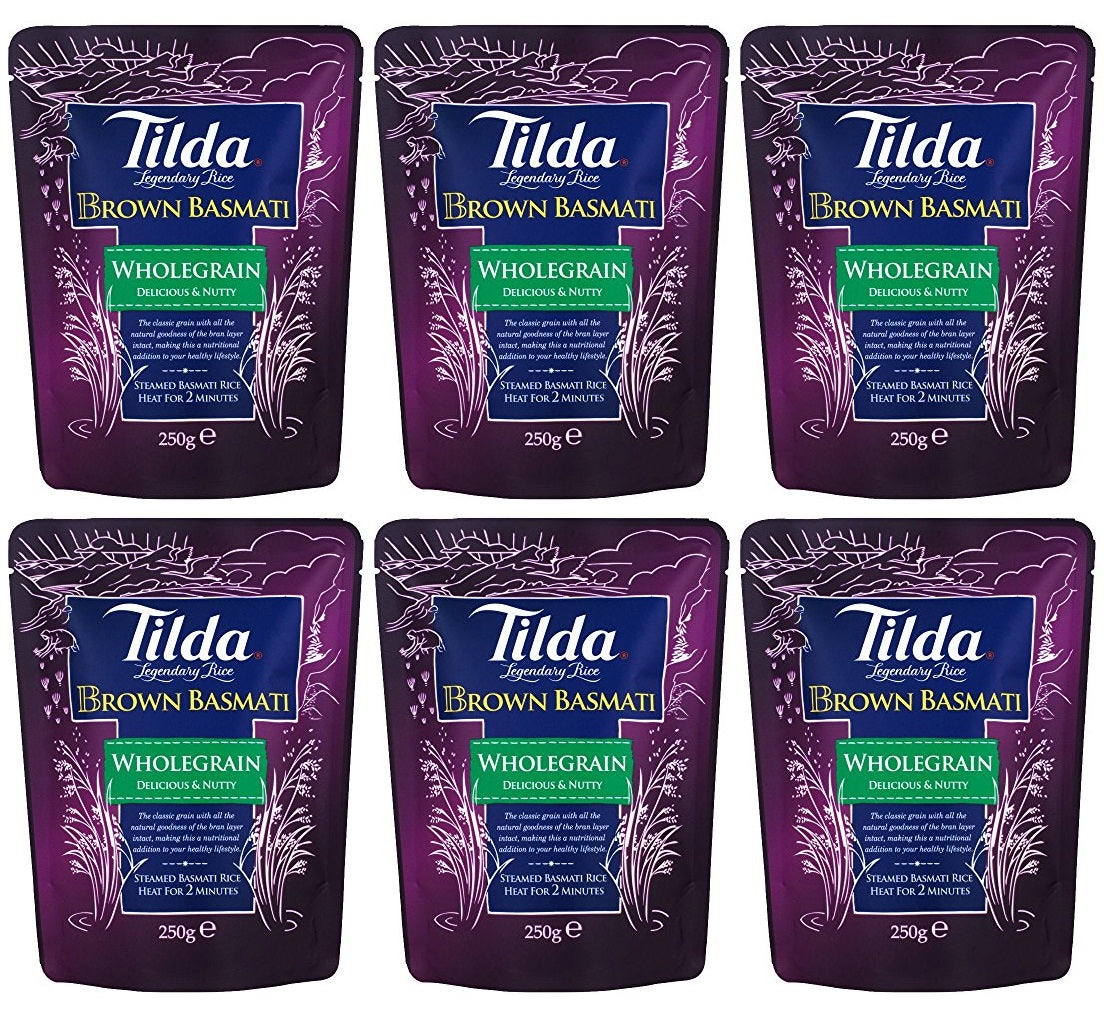 6 x Tilda Wholegrain Basmati Rice 250G