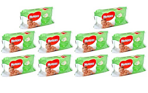 10 x Huggies® Natural Care Baby Wipes - 1 Pack Of 56 Wipes