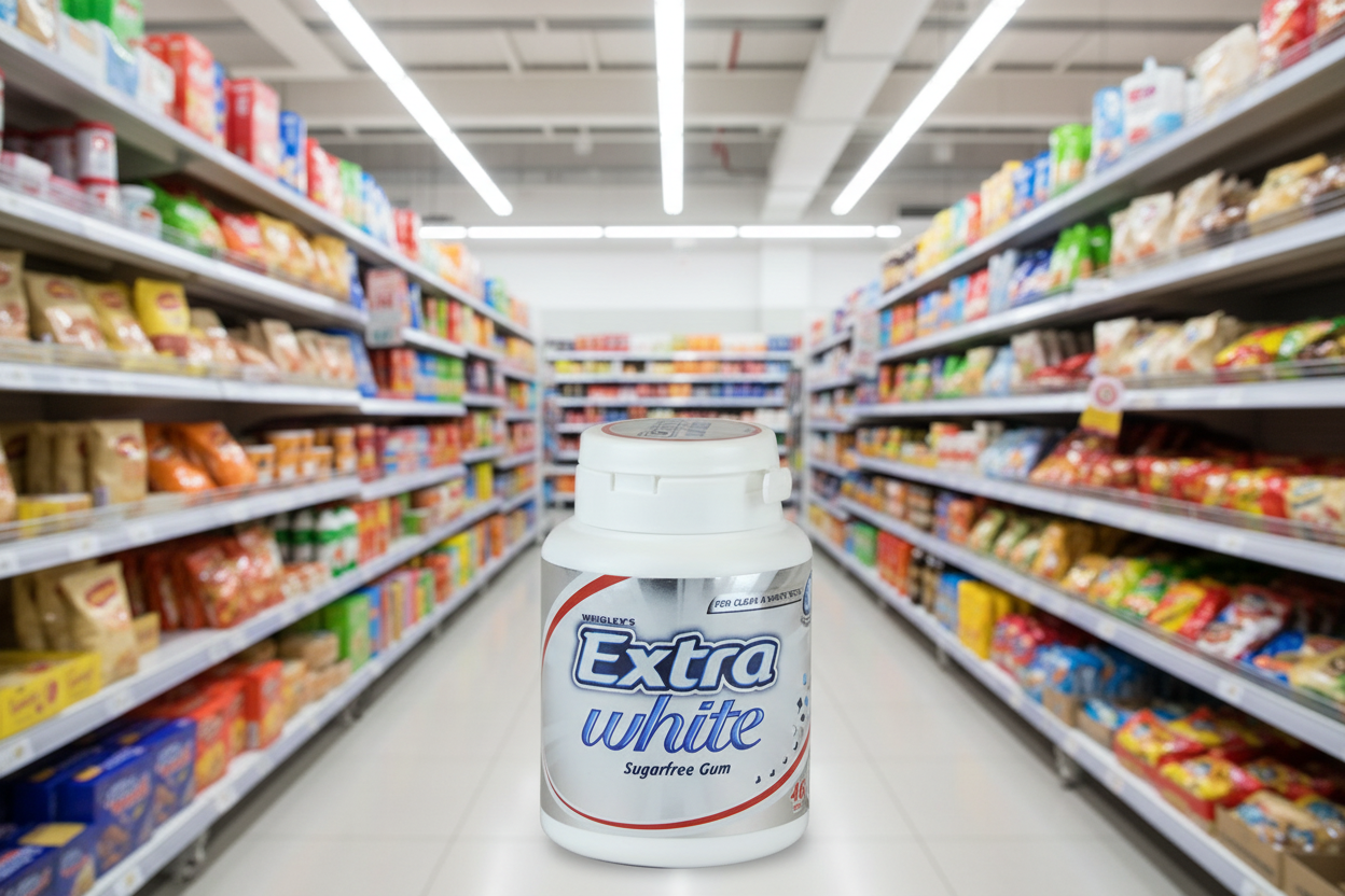 6 x Extra White Sugarfree Chewing Gum Bottle 46 Pieces