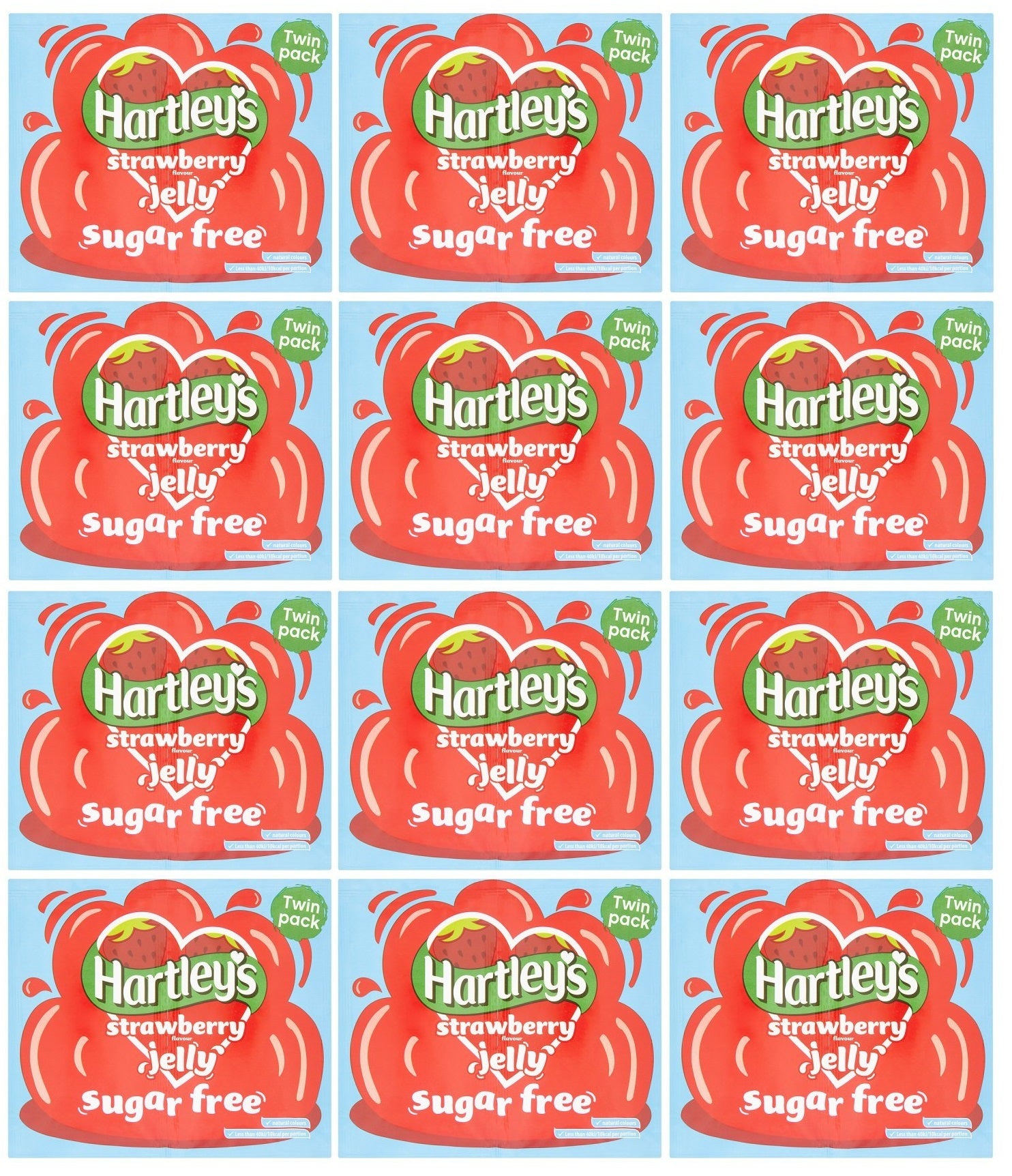 12 x Hartley's Strawberry Flavour Jelly Sugar Free Twin Pack 23G