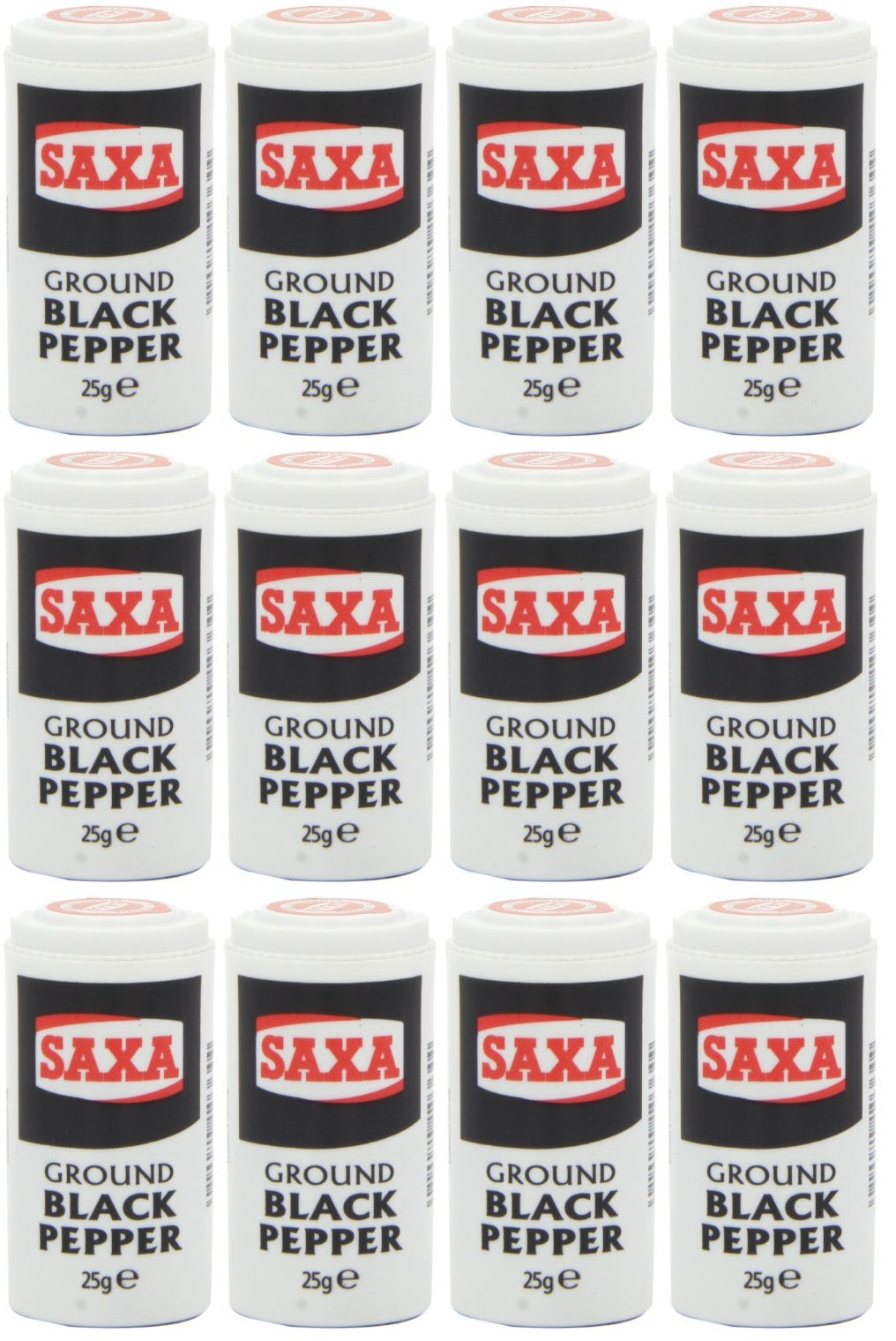 12 x Saxa Ground Black Pepper 25G