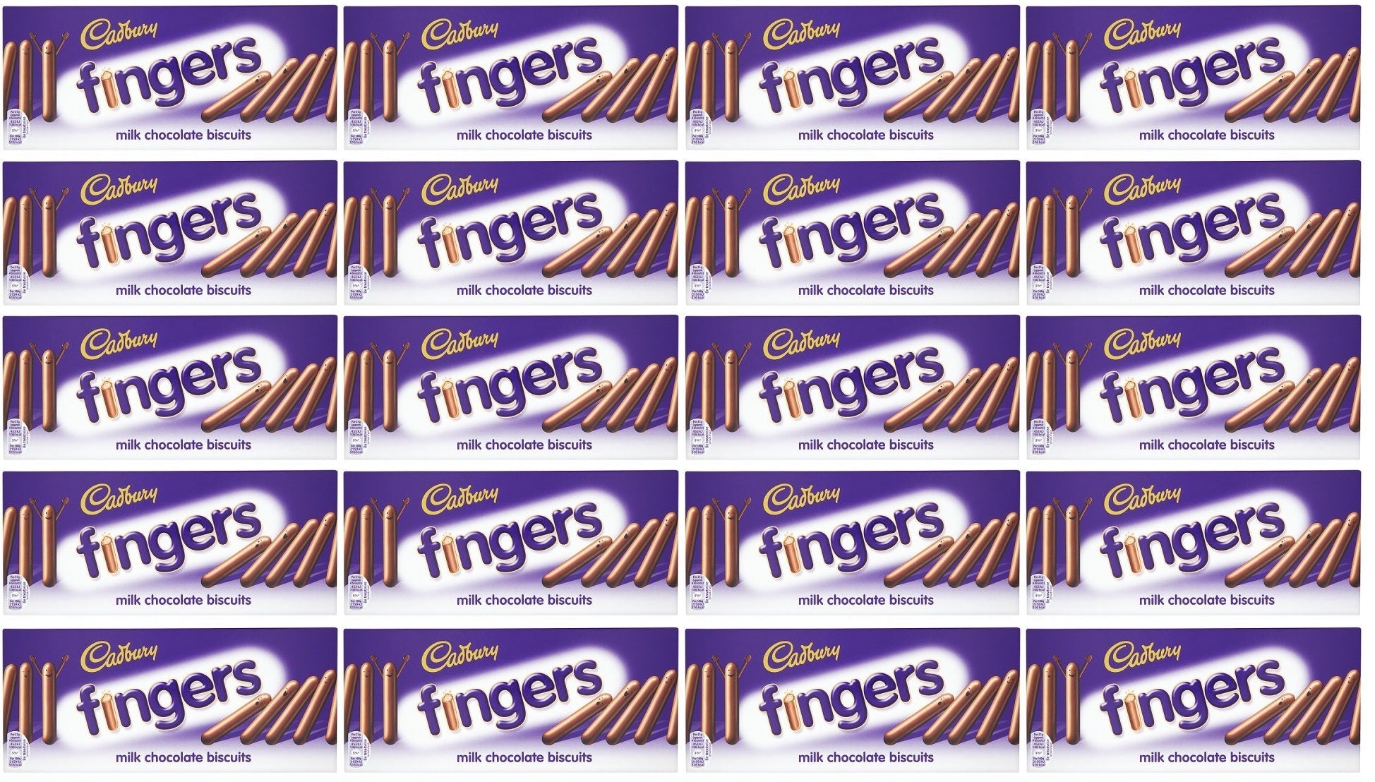 20 x Cadbury Dairy Milk Fingers Milk Chocolate Biscuits 114G