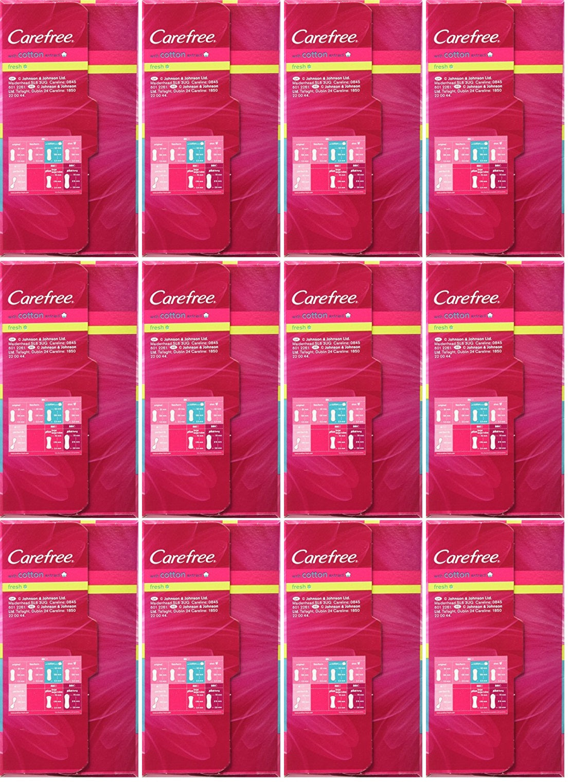 12 x Carefree Normal With Cotton Extract Panty Liners Pads Pack Of 20