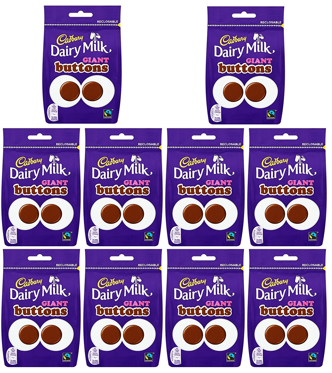 10 x Cadbury Dairy Milk Buttons 119G