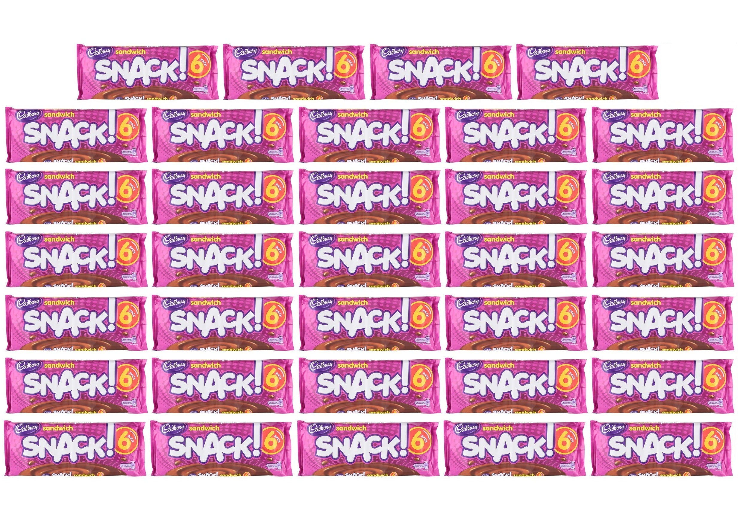 34 x Cadbury Snack Sandwich Chocolate Biscuit 6 Pack 132G