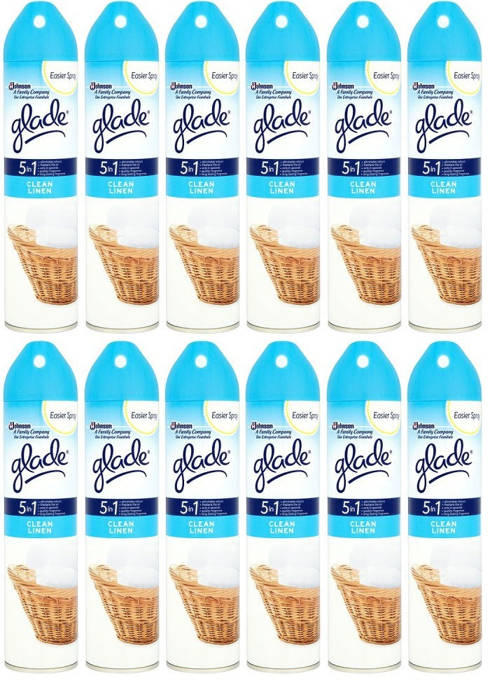 12 x Glade 5 In 1 Clean Linen Air Freshener 300Ml