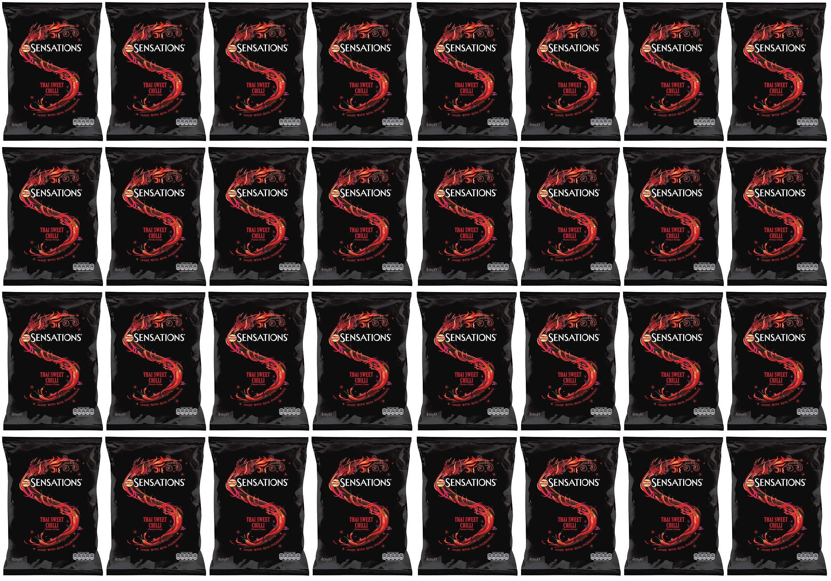 32 x Walkers Sensations Thai Sweet Chilli Crisps 40G