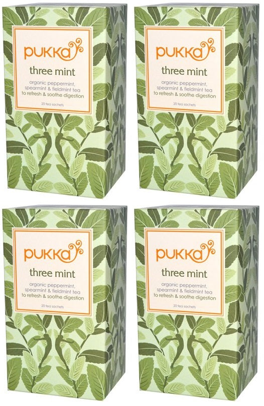 4 x Pukka Organic Three Mint Herbal Tea 20 S