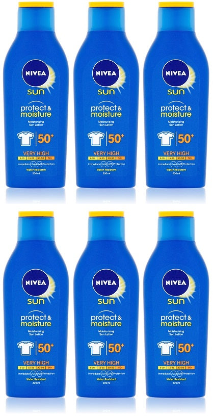 6 x Nivea Protect & Moisture Lotion Spf 50+ 200Ml