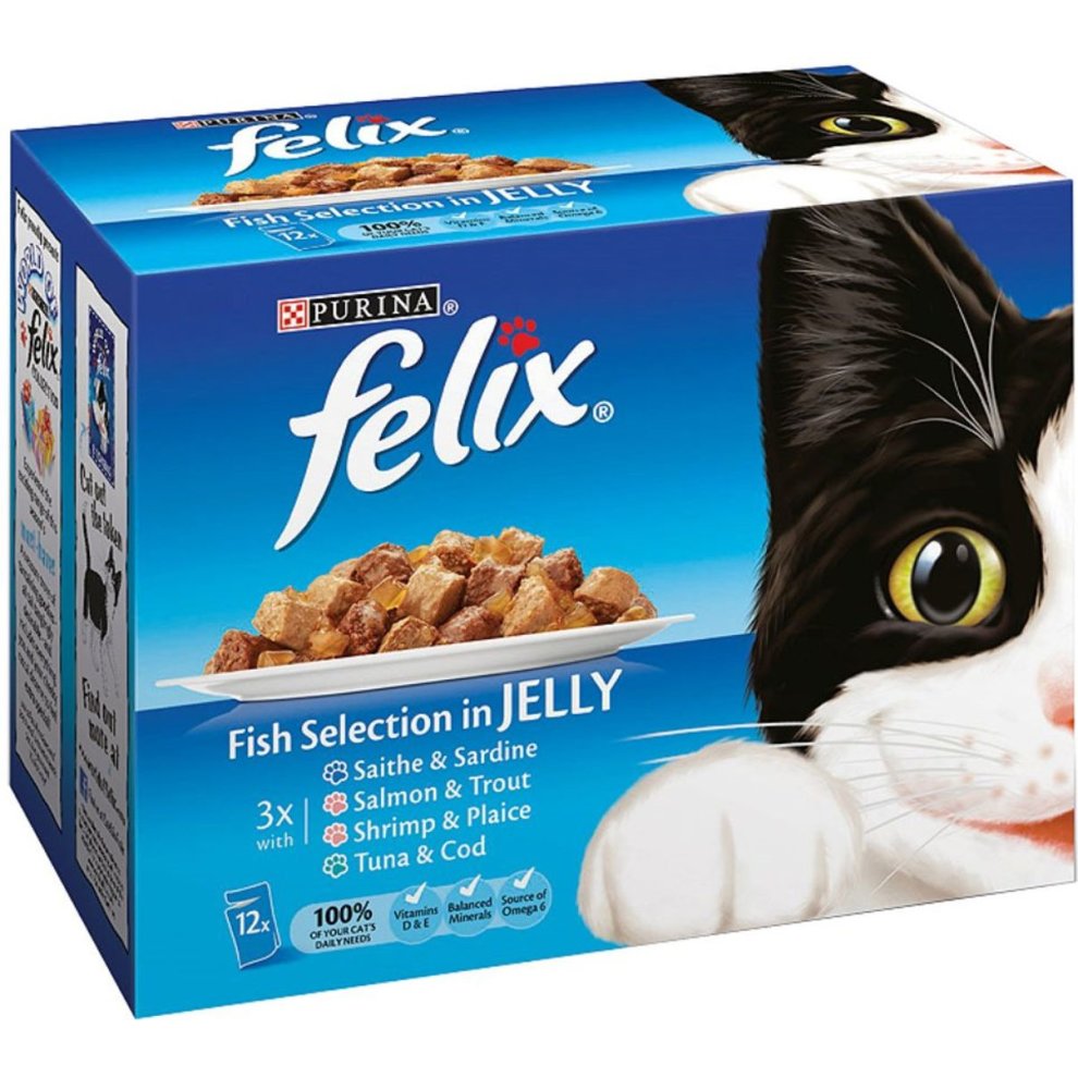 4 x Felix Fish Selection In Jelly Wet Cat Food 12 X 100G