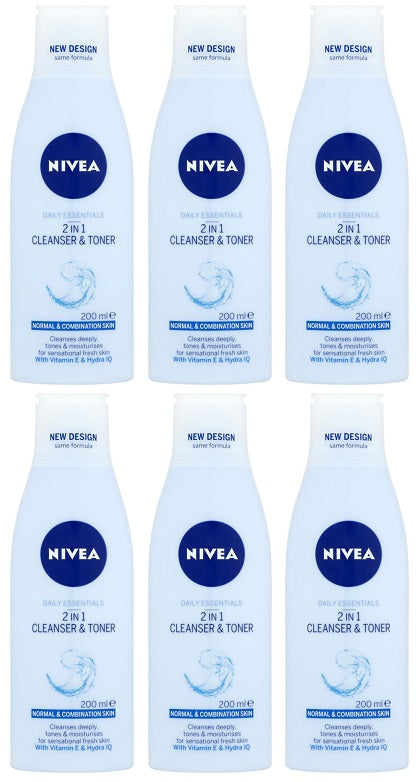 6 x Nivea 2In1 Milk & Toner Refreshing 200Ml  200Ml