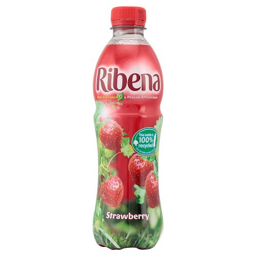 12 x Ribena Strawberry Juice Drink No Added Sugar 500Ml