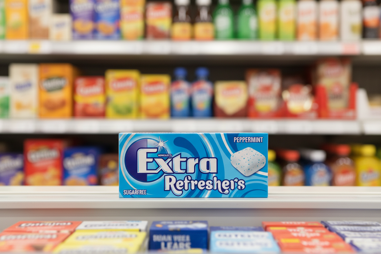 16 x Extra Refreshers Peppermint Sugar Free Chewing Gum Handy Box 7Pcs