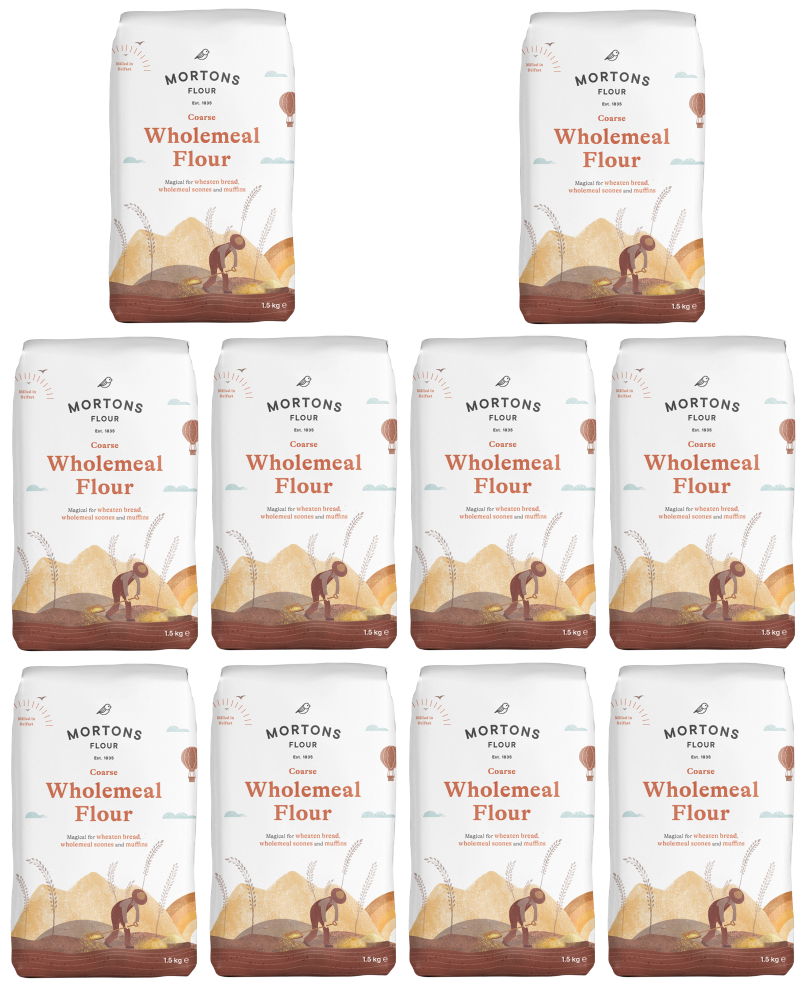 10 x Mortons Coarse Wholemeal Flour 1.5Kg