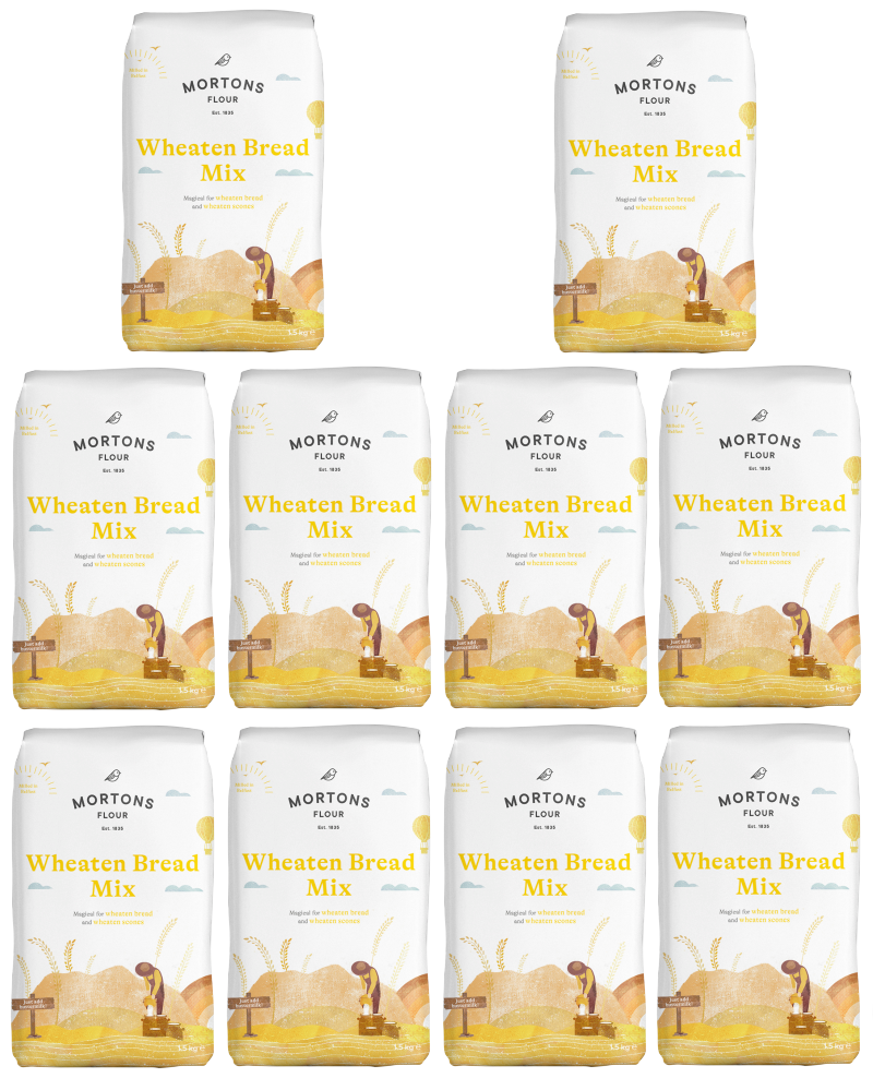 10 x Mortons Wheaten Bread Mix Flour 1.5Kg