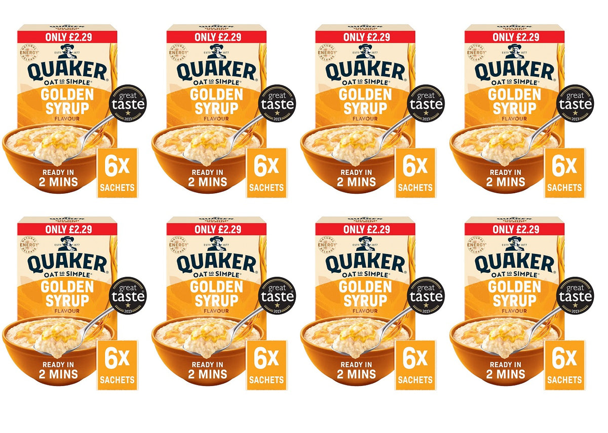8 X Quaker Oats So Simple Golden Syrup - 6 X 36G