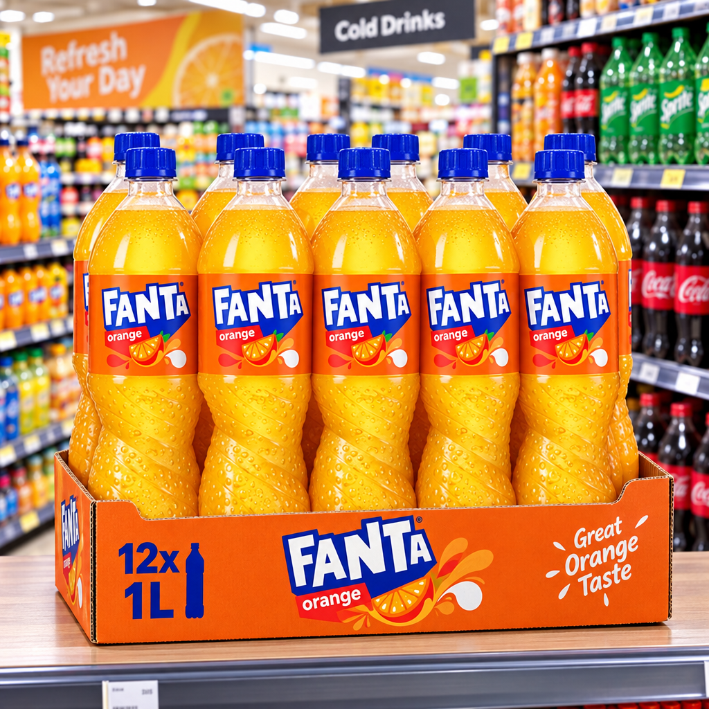 12 x Fanta Orange Bottle - 1LTR