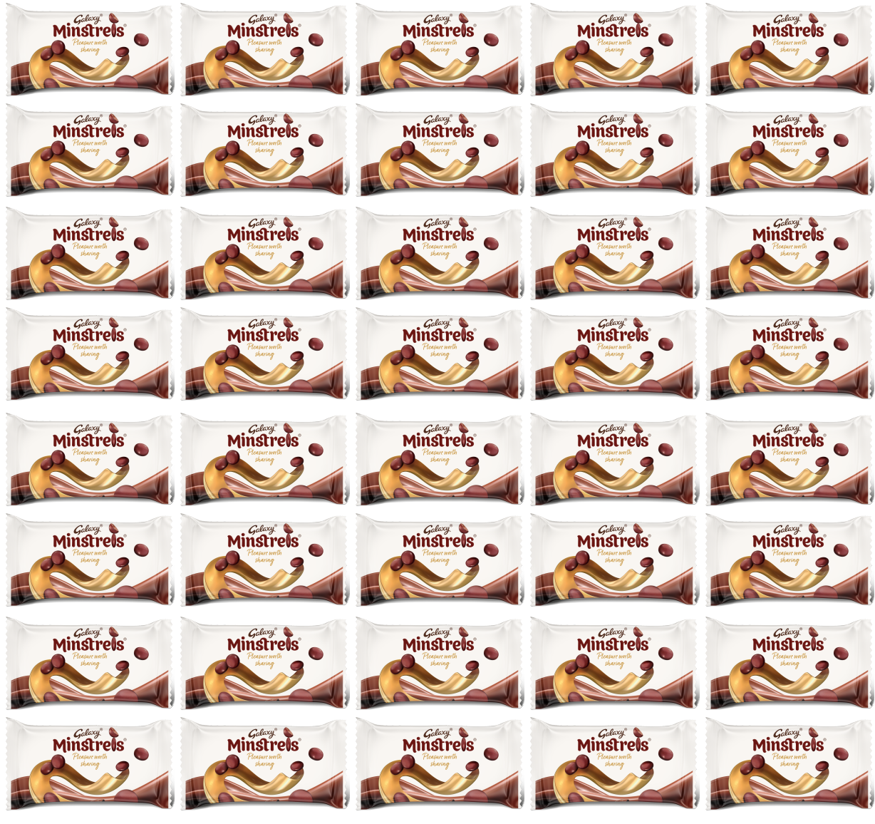 40 x Galaxy Minstrels Bags Std 42Gm