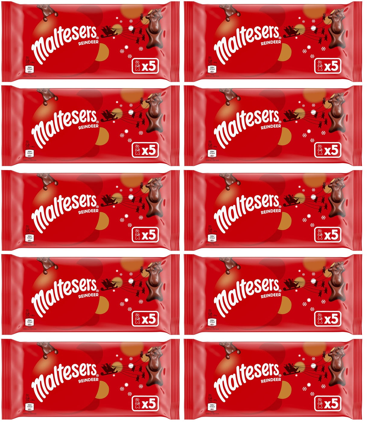 10 X Maltesers Reindeer 5 Pack - 145Gm