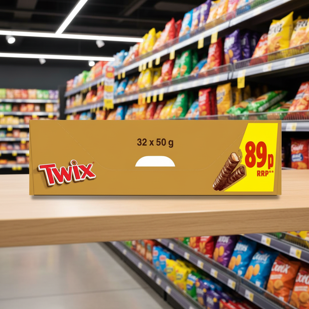 32 X Twix Chocolate Biscuit Twin Bars - 50Gm