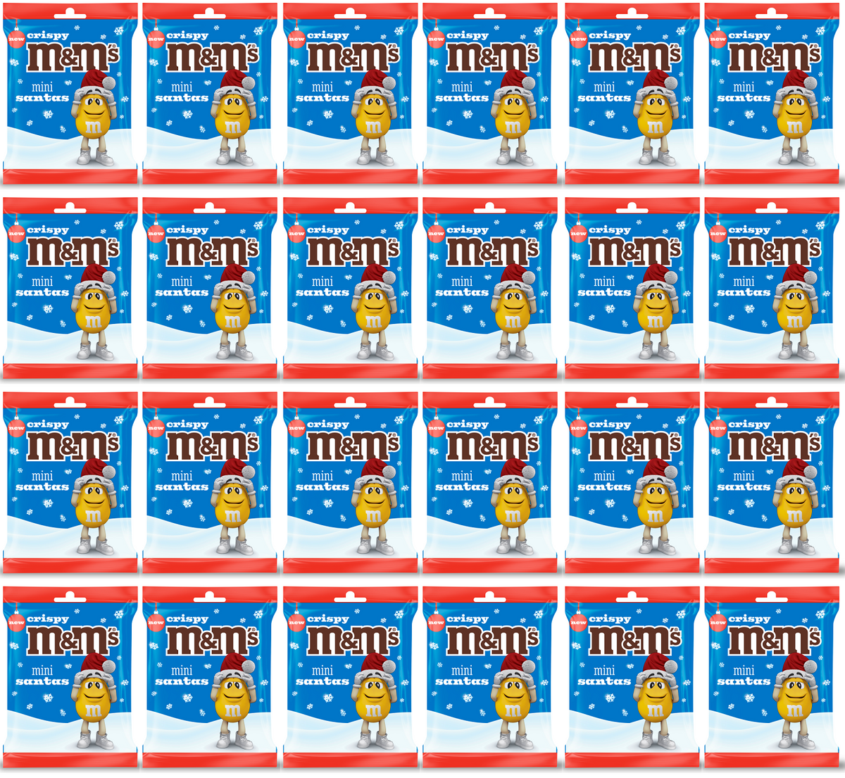 24 X M&Ms Crispy Santa Mini Bag - 55Gm