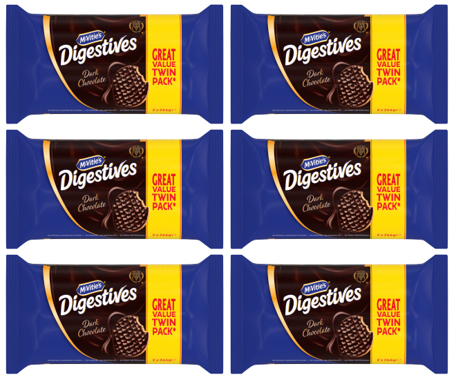 6 x Mcvities Dark Chocolate Digestives Twin 2X266Gm