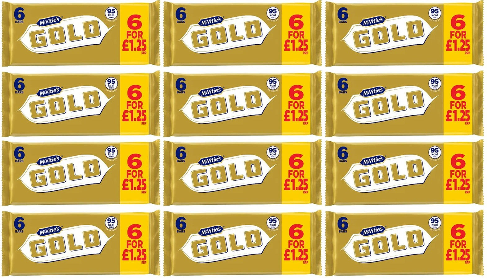 12 x Mcvities Gold Bar 6pk - 106GM