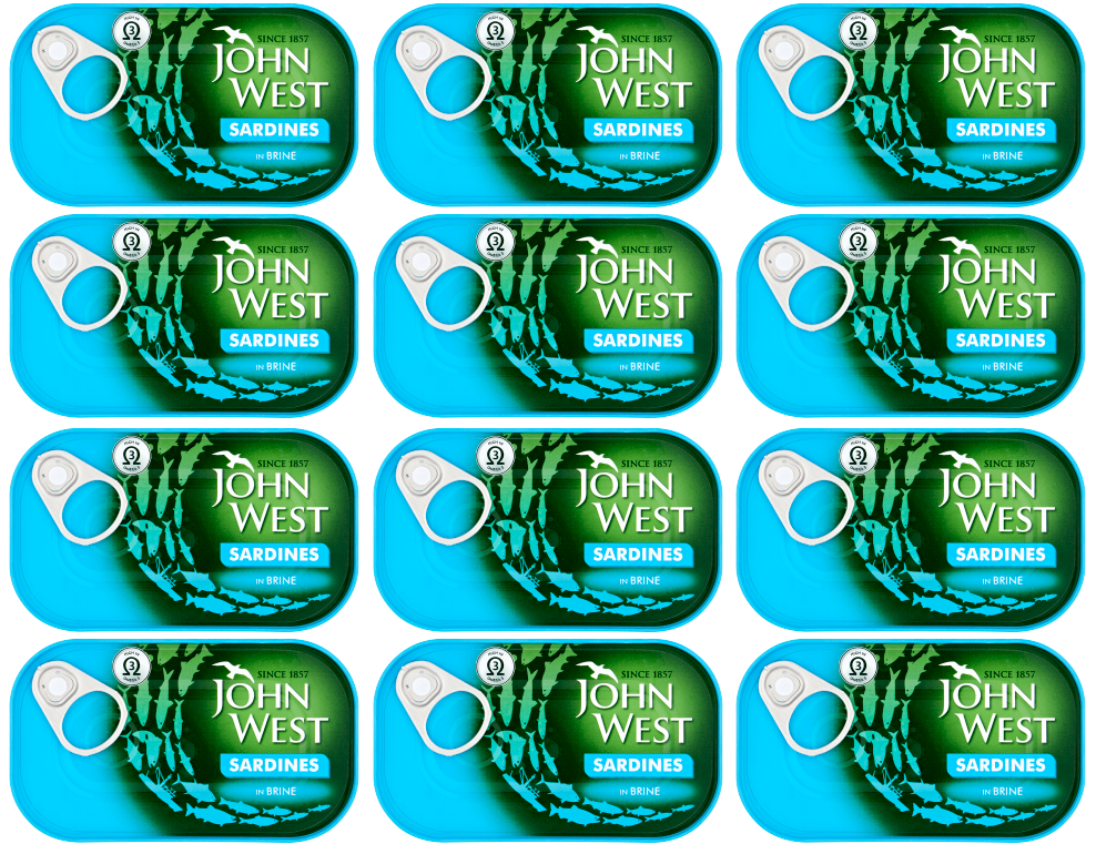 12 x John West Sardines In Brine 120Gm