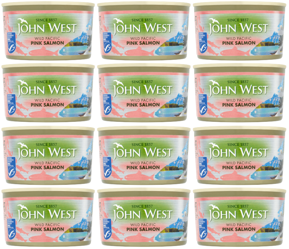 12 x John West Pink Salmon Wild Pacific - 213Gm