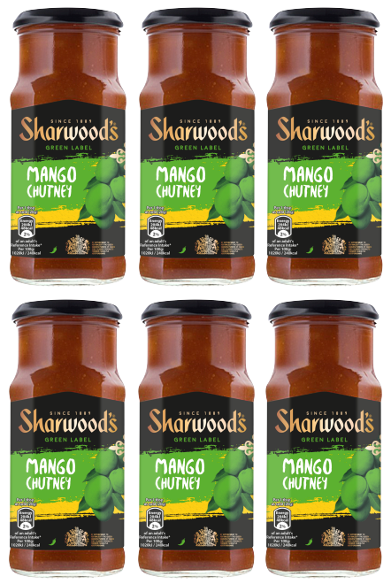 6 x Sharwoods Green Mango Chutney 360G