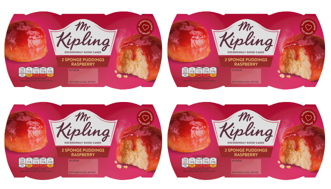 4 x Mr Kipling Raspberry Sponge Puddings 108Gr