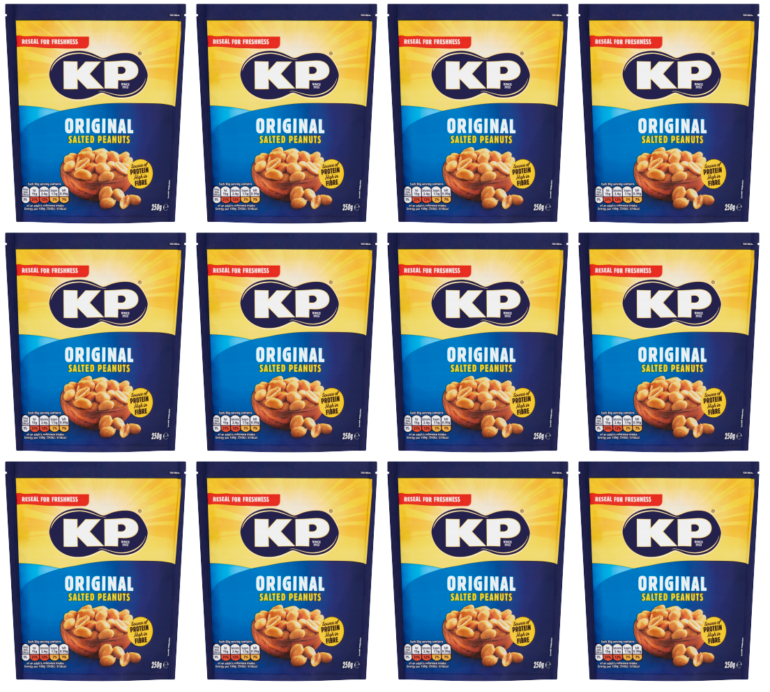 12 x Kp Original Salted Peanuts Bag 250Gm