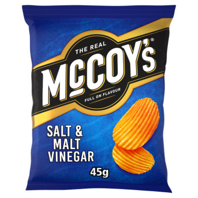 36 x Mccoy's Ridge Cut Salt & Malt Vinegar Flavour Potato Crisps 45G